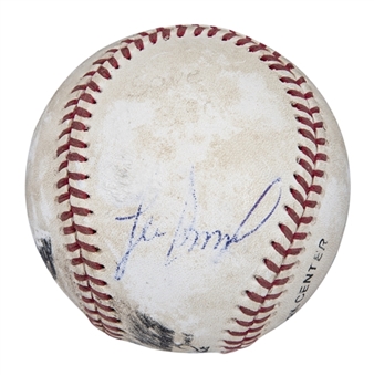 1992 Lee Smith Game Used/Signed Career Save #330 Baseball Used on 07/02/92 (Smith LOA)